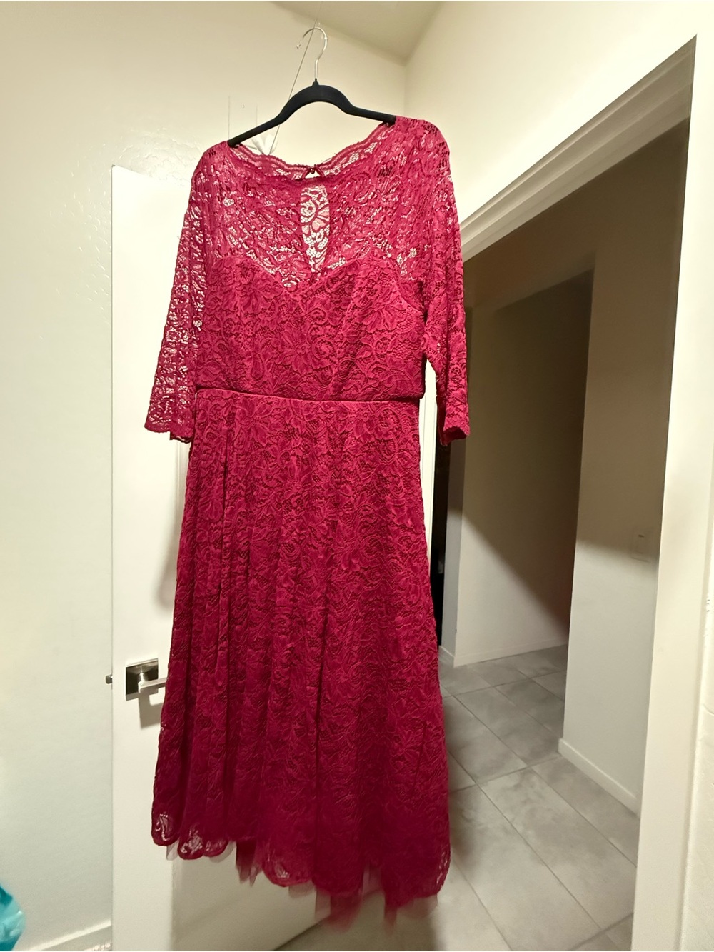torrid burgundy Lace Midi Dress with Sheer Bodice